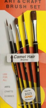 Atlas 5 Pc Camel Hair Brush Set Round