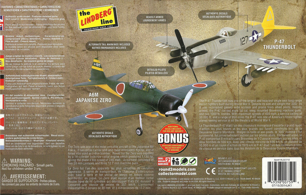 P47 Thunderbolt & A6M Zero - 1/48 Scale Model Kit